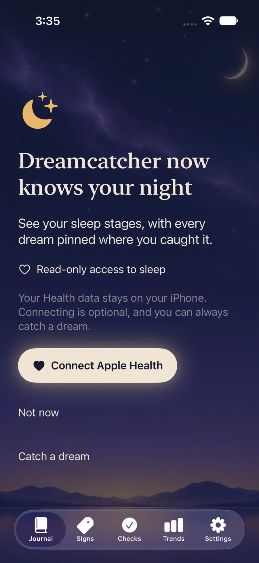 Dreamcatcher: Connect Apple Health (optional)