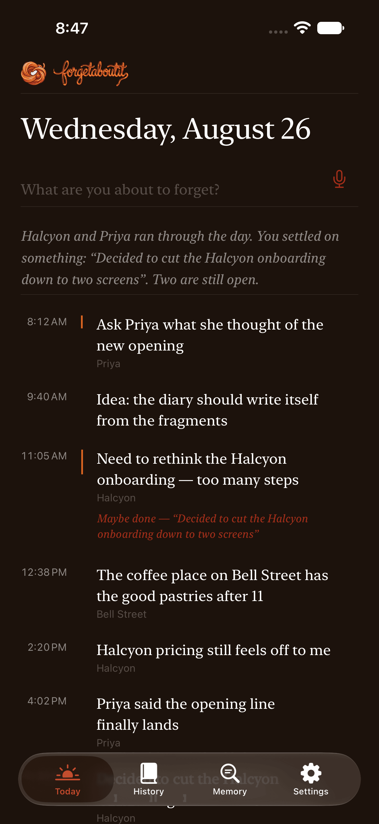 Forget About It: Today in dark