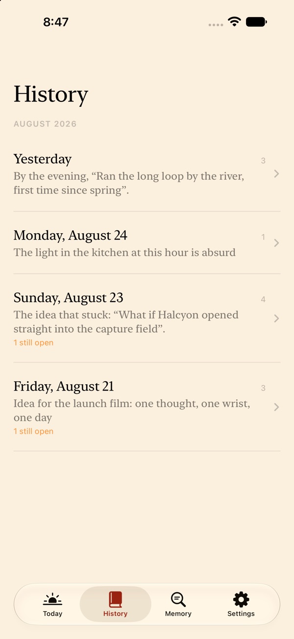 History: revisit the days you captured